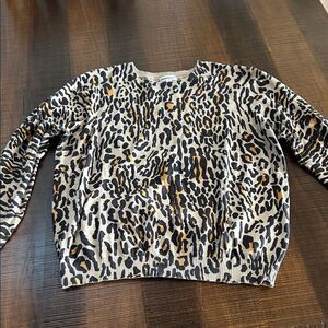 Minnie Rose Black and Tan Animal Print Sweater